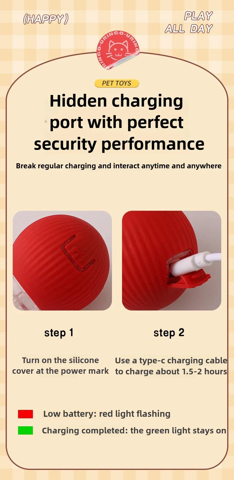 Interactive Rolling Cat Ball Dog Toy Rolling Ball for Indoor 360° Automatic Rolling Pet Ball Self RollingBall Pet Supplies