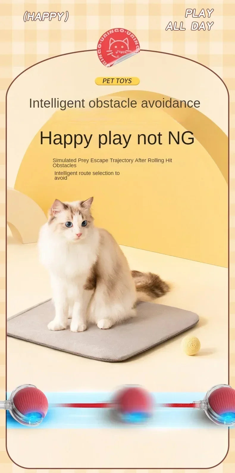 Interactive Rolling Cat Ball Dog Toy Rolling Ball for Indoor 360° Automatic Rolling Pet Ball Self RollingBall Pet Supplies