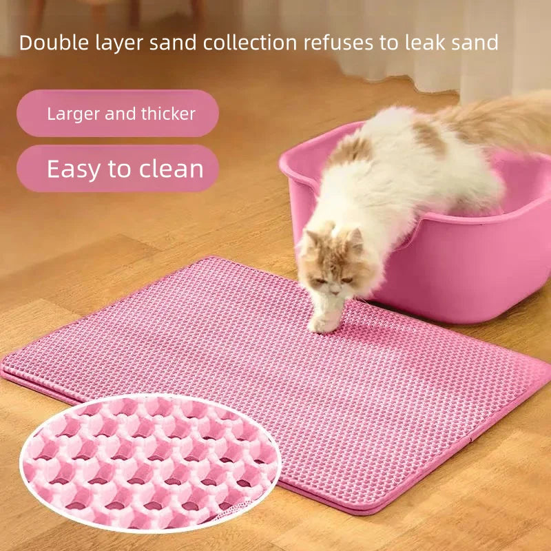Cat Litter Mat Non Slip Big Pet Litter Box Filter Mat Double Layer Wear Resistant Waterproof Cat Litter Mat Pet Clean Supplies