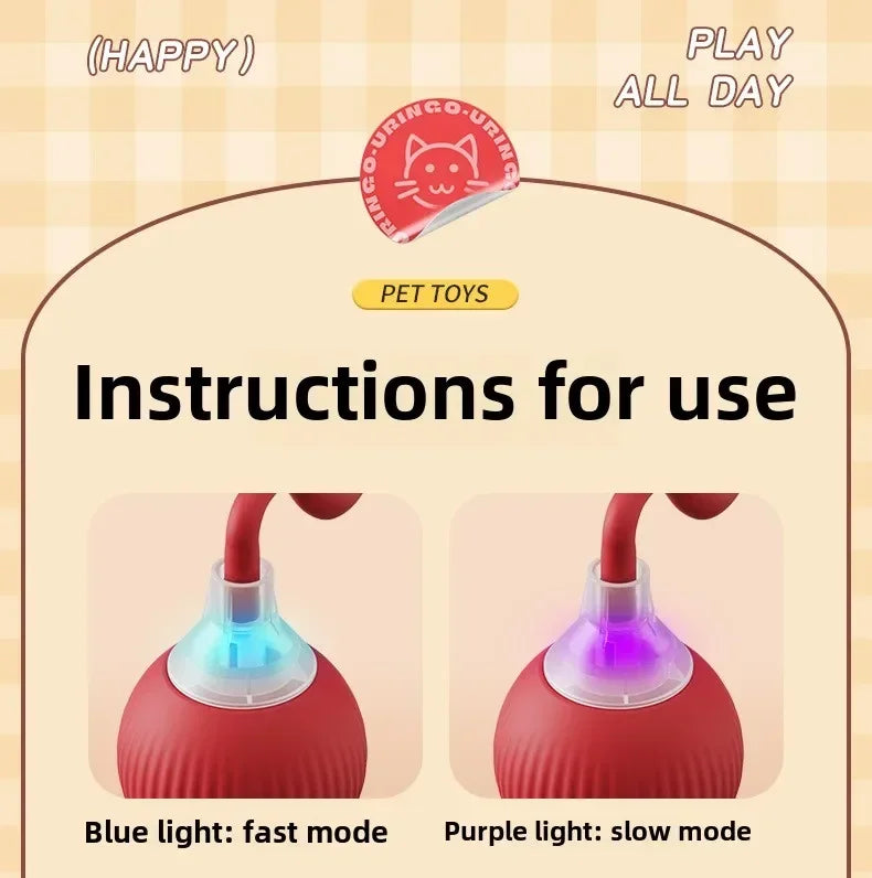 Interactive Rolling Cat Ball Dog Toy Rolling Ball for Indoor 360° Automatic Rolling Pet Ball Self RollingBall Pet Supplies