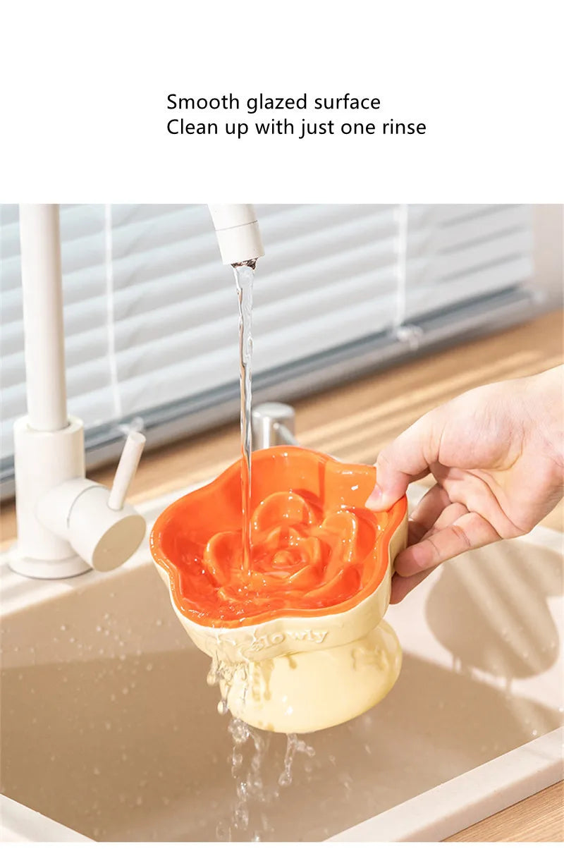 High Foot Cat Ceramic Slow Food Bowl Pet Drinking Eating Feeders Small Puppy Dogs Snack Water Bowls Cats Feeding Accessories