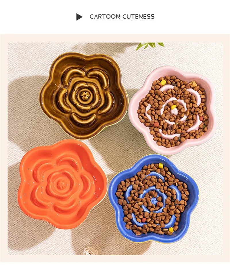 High Foot Cat Ceramic Slow Food Bowl Pet Drinking Eating Feeders Small Puppy Dogs Snack Water Bowls Cats Feeding Accessories