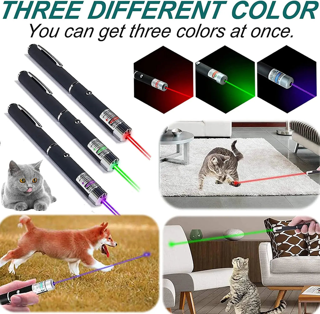 Cat Toys Mini Pointer Green Red Blue Light Dogs Pet Laser Toy Interactive Chase Pen Tease Cat Laser Light Training Flashlight