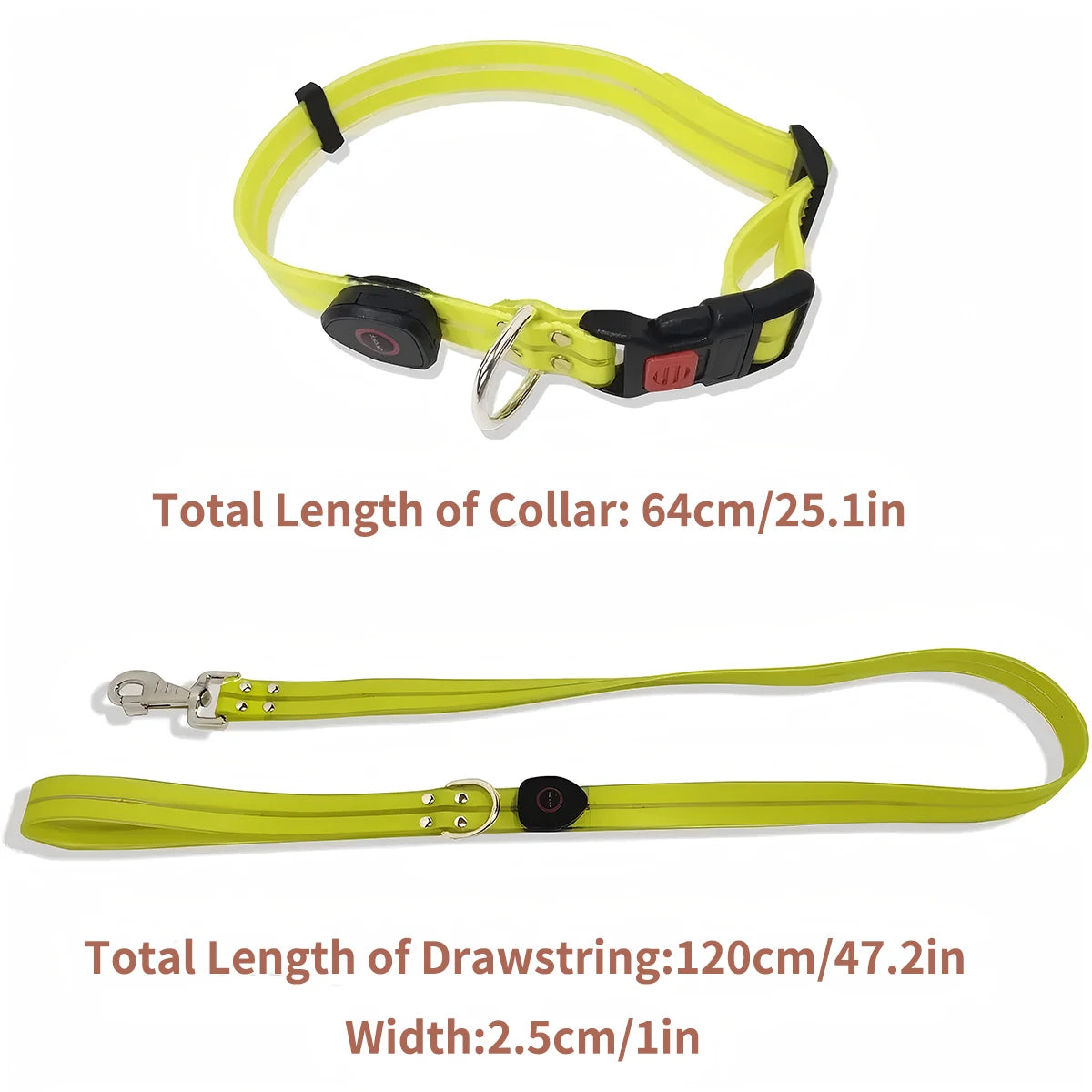 LED Light Up Dog Collar and Leash Walking Safety Glow in The Dark, Three Lighting Modes, USB Rechargeable Dog Colorful LED Leash