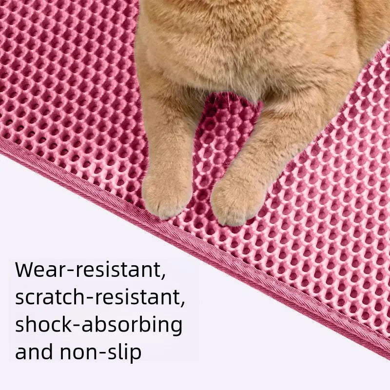 Cat Litter Mat Non Slip Big Pet Litter Box Filter Mat Double Layer Wear Resistant Waterproof Cat Litter Mat Pet Clean Supplies