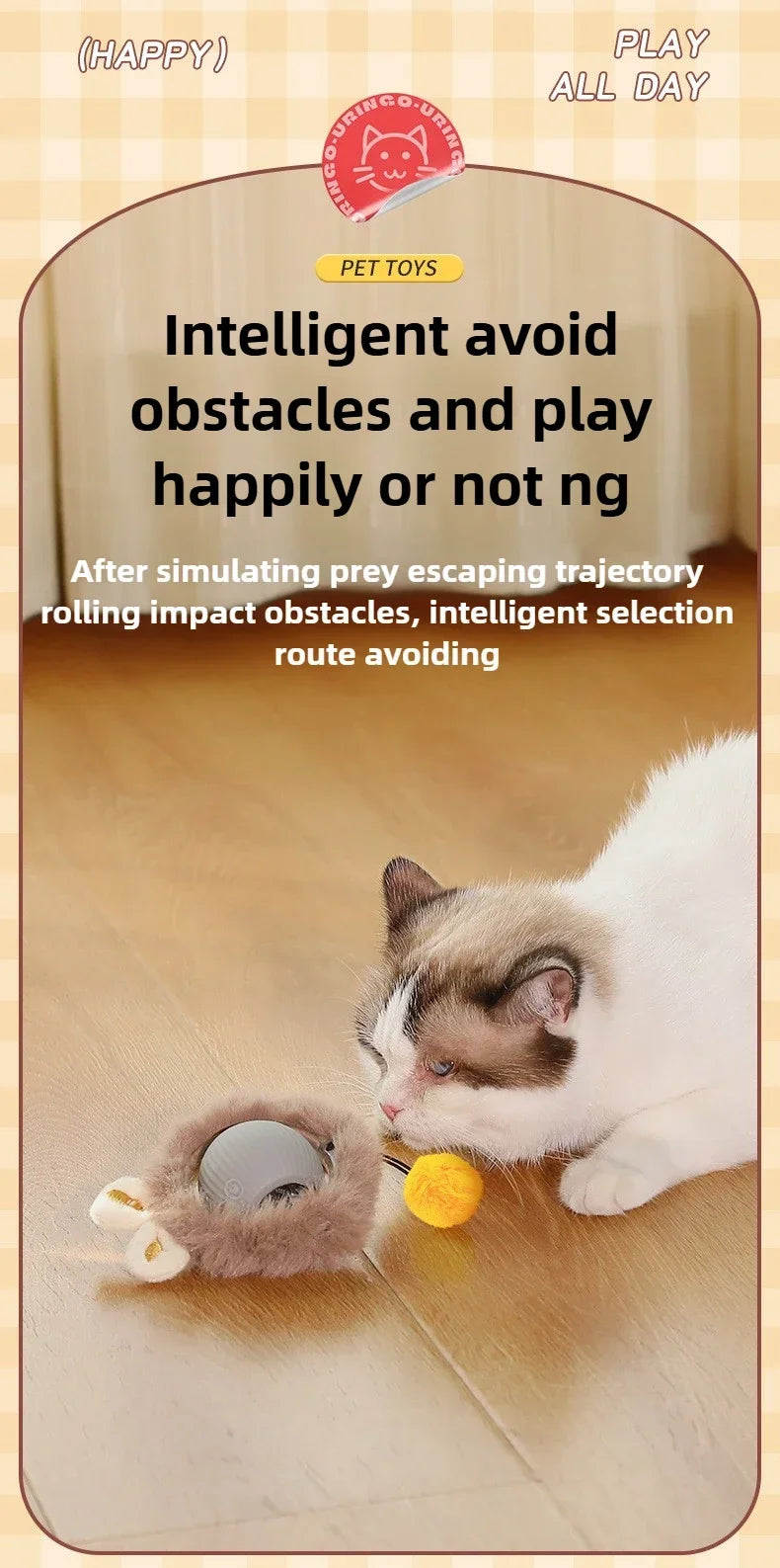 Interactive Rolling Cat Ball Dog Toy Rolling Ball for Indoor 360° Automatic Rolling Pet Ball Self RollingBall Pet Supplies