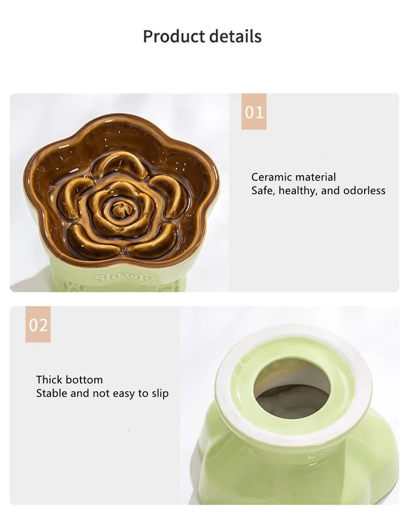 High Foot Cat Ceramic Slow Food Bowl Pet Drinking Eating Feeders Small Puppy Dogs Snack Water Bowls Cats Feeding Accessories