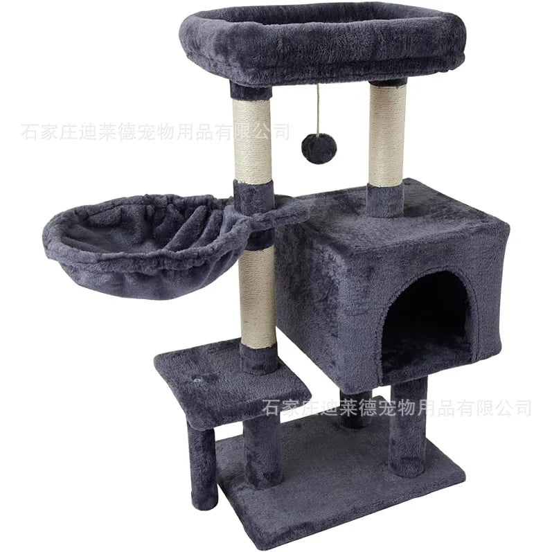 Large Cat Tree for Indoor Tall Tower for Cat Multi-Level Plush with Natural Sisal Scratching Post Condos Perches Hammock