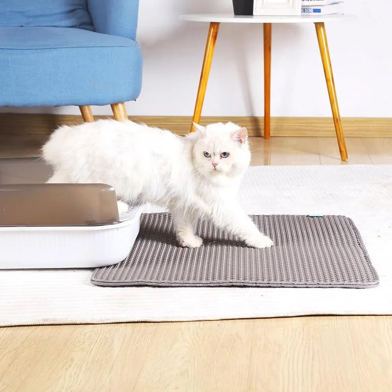 Cat Litter Mat Non Slip Big Pet Litter Box Filter Mat Double Layer Wear Resistant Waterproof Cat Litter Mat Pet Clean Supplies