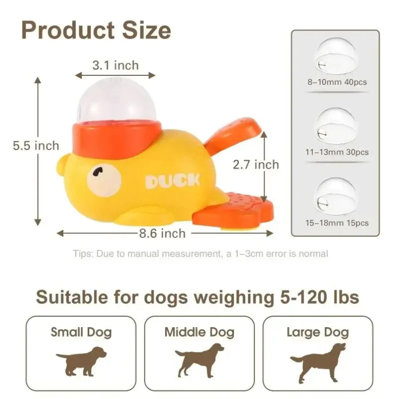 2-in-1 Interactive Dog Toy Pet Automatic Food Treat Dispenser Cartoon Duck Design Slow Food Pet Snack Feeder for Dog Training