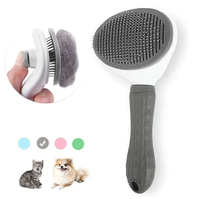 Pet Dog Hair Brush Cat Comb Self Clean Shedding Brush Stainless Steel Comb for Long Hair Dogs Hair Remover Pets Dogs Accessories