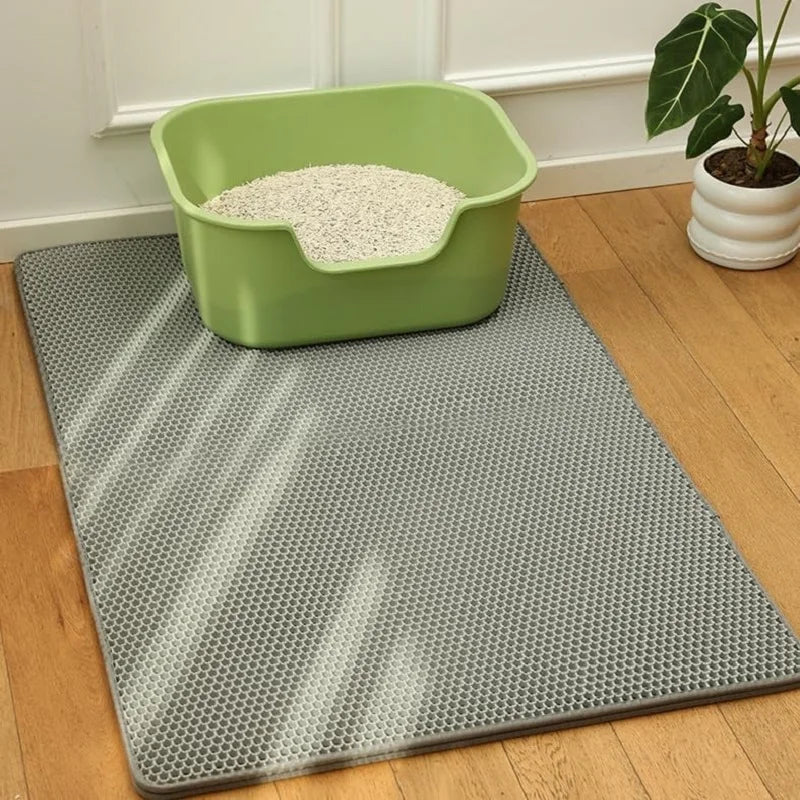 Cat Litter Mat Non Slip Big Pet Litter Box Filter Mat Double Layer Wear Resistant Waterproof Cat Litter Mat Pet Clean Supplies